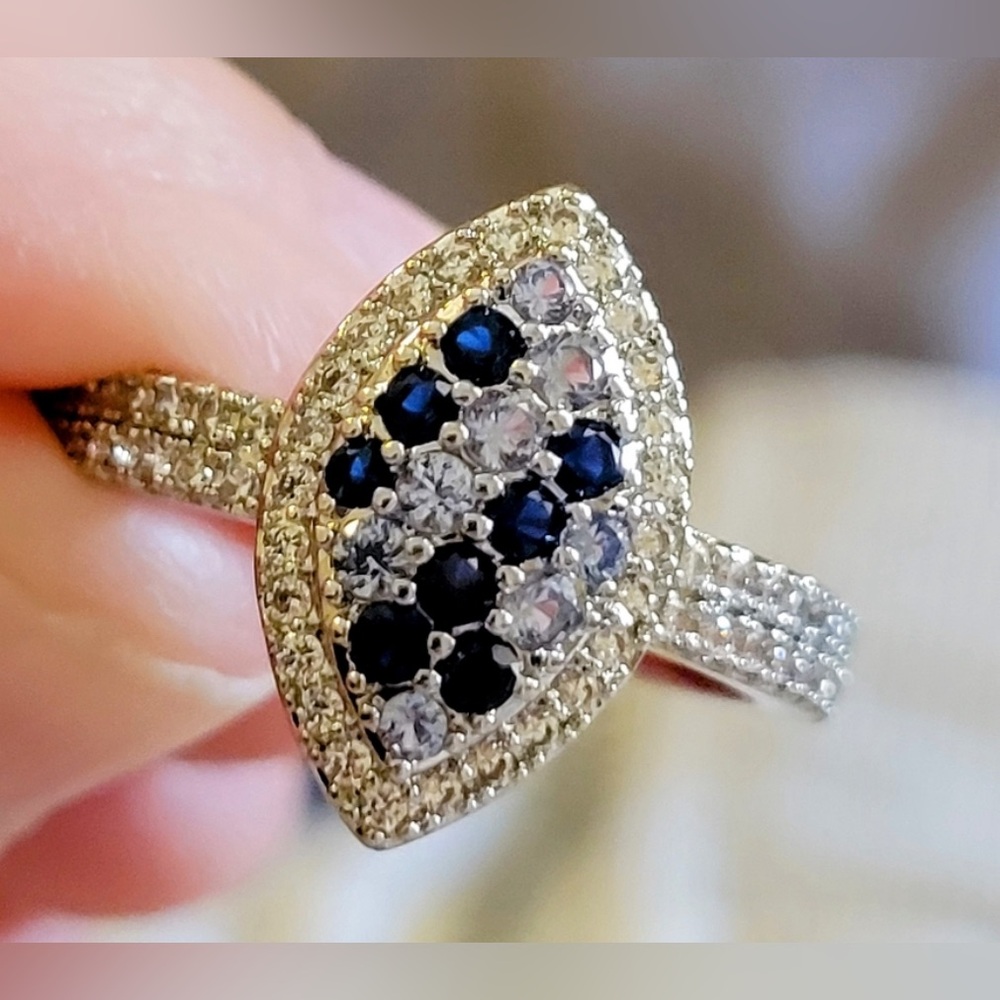 Sterling 925 blue stone with cz ring